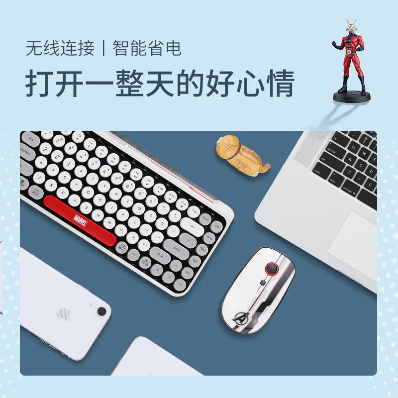 US $57.12 Disney Marvel wireless Bluetooth keyboard and mouse set mechanical touch tablet mini version lightweight mute