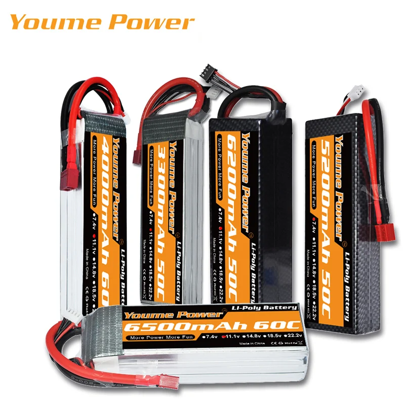 YOUME Lipo 2S 7 4 V 3S 11 1 4S 14 8 6S 22 2 Батарея 3300 мА/ч 4000 4500 5200 6200 6500 50C 60C T Дин для