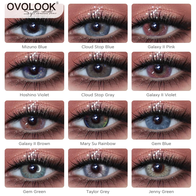 OVOLOOK-2pcs/pair 10 Tone Colored Lenses for Eyes Beauty Contact Comestic Eye Color Lens 14mm Myopia with Container | Красота и