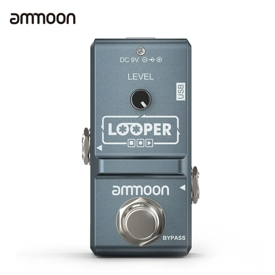 ammoon AP-09 USB Cable Nano Loop Electric Guitar Effect Pedal Looper True Bypass Unlimited Overdubs 10 Minutes Recording - Цвет: black