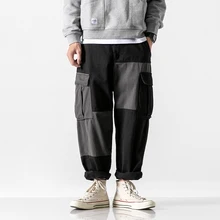 Мужские модные прямые широкие брюки карго, винтажные уличные Свободные повседневные шаровары в стиле хип-хоп, спортивные штаны для бега