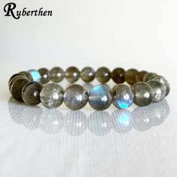 

Ruberthen AA Grade 8 mm Labradorite Bracelet Natural Gem stone Energy Power Bracelet High Quality Handmade Mala Beads Bracelet