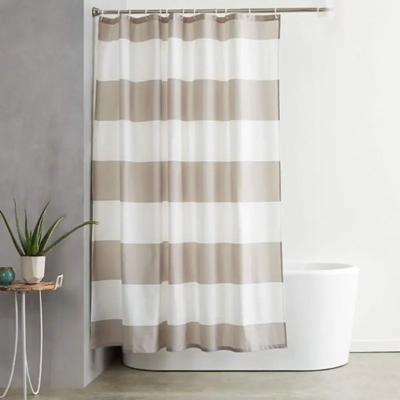 

180x180CM Modern Minimalist Waterproof Polyester Bathroom Shower Curtain Liner Striped Mildew Resistant Partition With Hooks