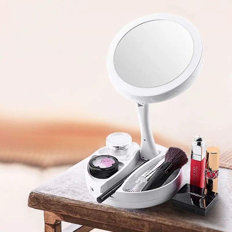 

Double-sided Desktop LED Makeup Mirror with Light Portable Folding Mirrors