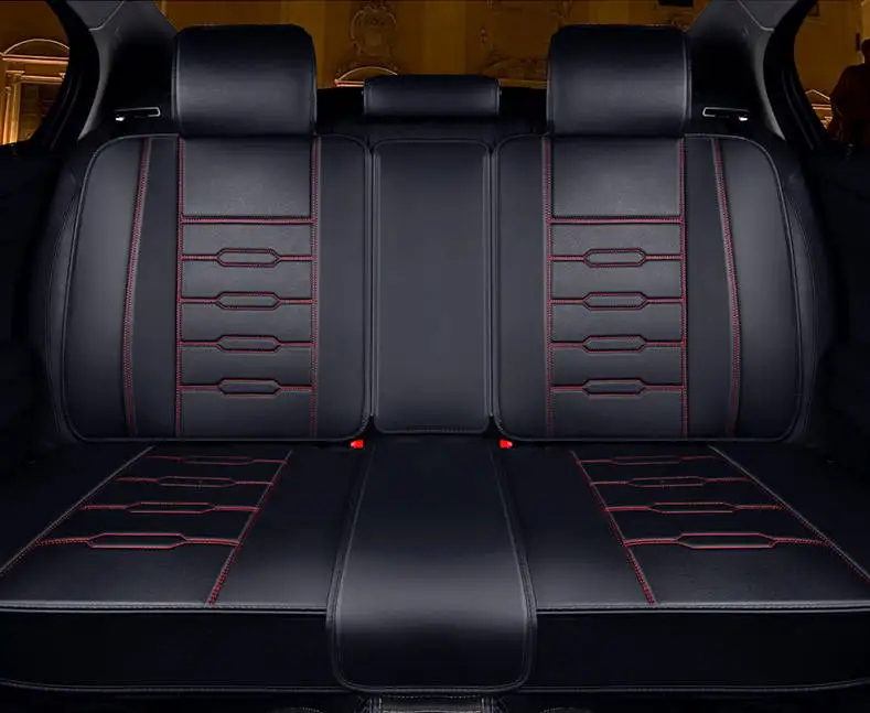 black red rear 1pcs Новое поступление, подушка для сиденья автомобиля, передняя и задняя, не двигается, универсальный чехол для сиденья автомобиля, чемодан, нескользящий, общие люки - Color Name: black red rear 1pcs