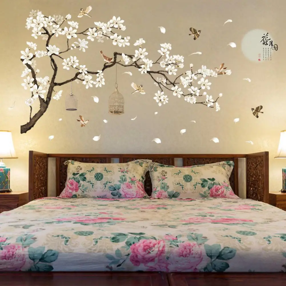 

GloryStar 2Pcs Removable Splicing Blooming Flowers and Full Moon Pattern Wall Sticker for Office Study Dormitory Decor