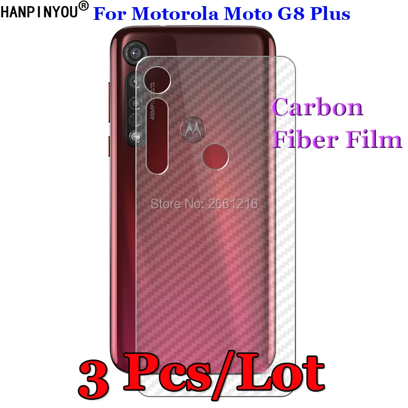 

3 Pcs/Lot For Motorola Moto G8 Plus G8Plus 3D Non-slip Clear Carbon Fiber Back Film Screen Protector Protective Sticker Guard