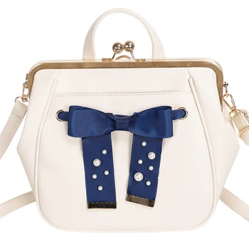 

Kawaii 3ways White Lolita Bow Pearl shell Messenger Handbag Shoulder Bag Boys Girls Bags School Book Bag Cosplay