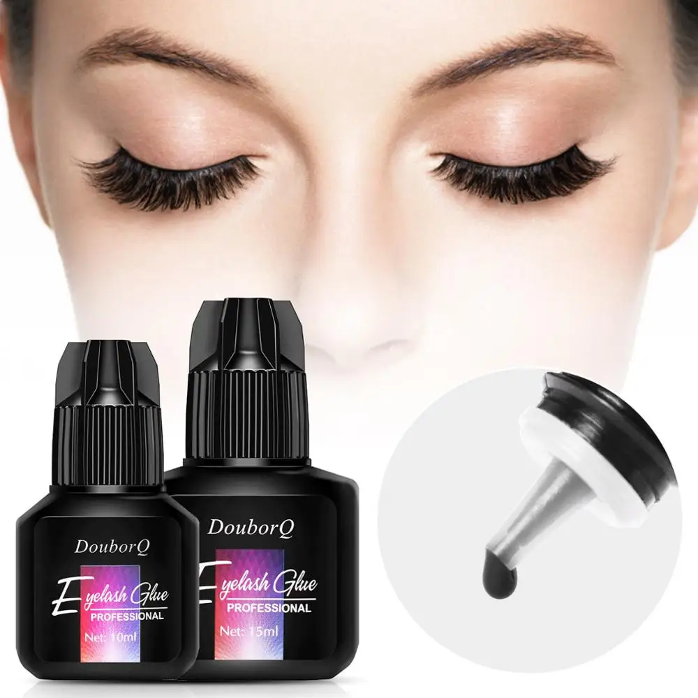 Pegamento de extensión de pestañas negras, 10ml/15ml, extensión de pestañas postizas de secado rápido, más de 6 semanas, herramientas profesionales de maquillaje
