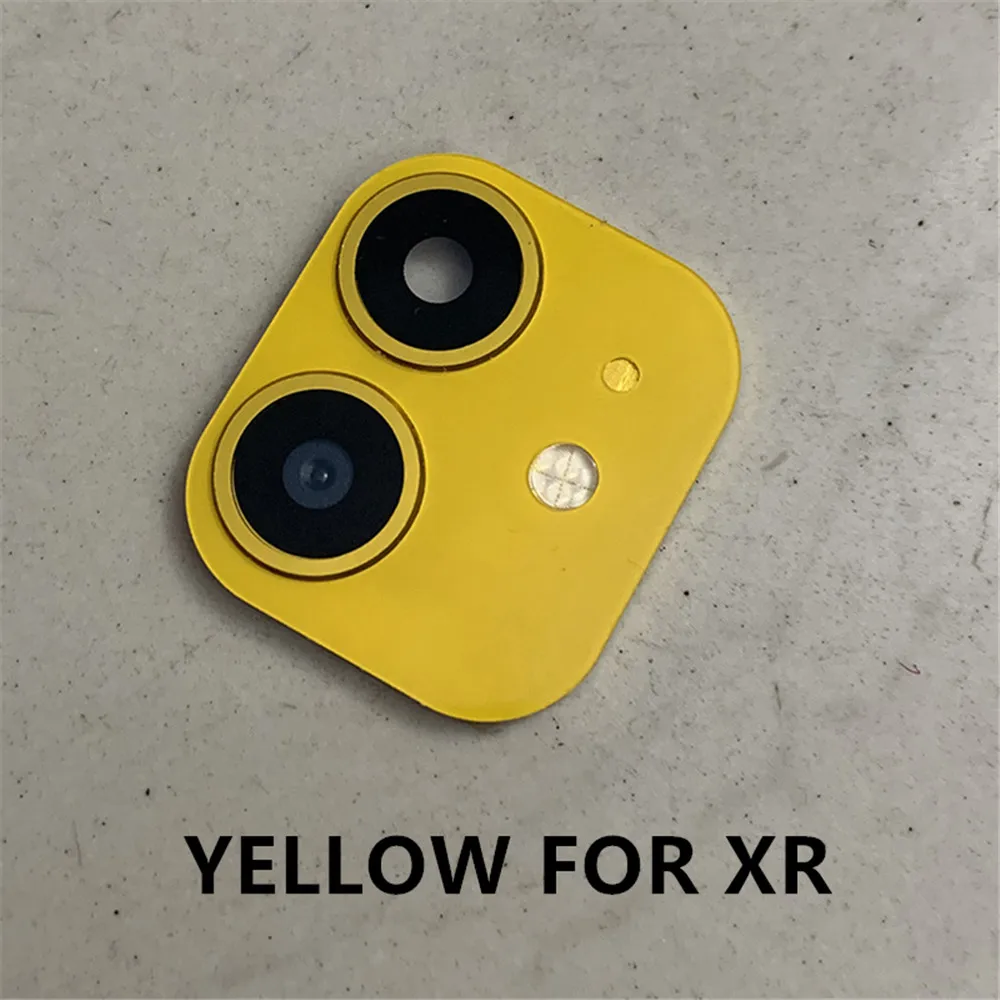 Yellow For XR Роскошная Модифицированная стеклянная пленка, сменная Крышка для объектива камеры для iPhone XR X XS MAX, металлическая наклейка, поддельная камера для iPhone XS Max - Цвет: Yellow For XR