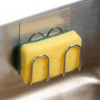 

Stainless Steel Nail-free Seamless Kitchen Pot Lid Racks Magic Sticker Sink Sponge Holder Bathroom Wall-mount Storage Shelf Hook