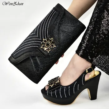

Black Color Matching Shoes and Bags Italian In Women Italian Shoes and Bags To Match Shoes Women Party Pumps with Purse D99-20