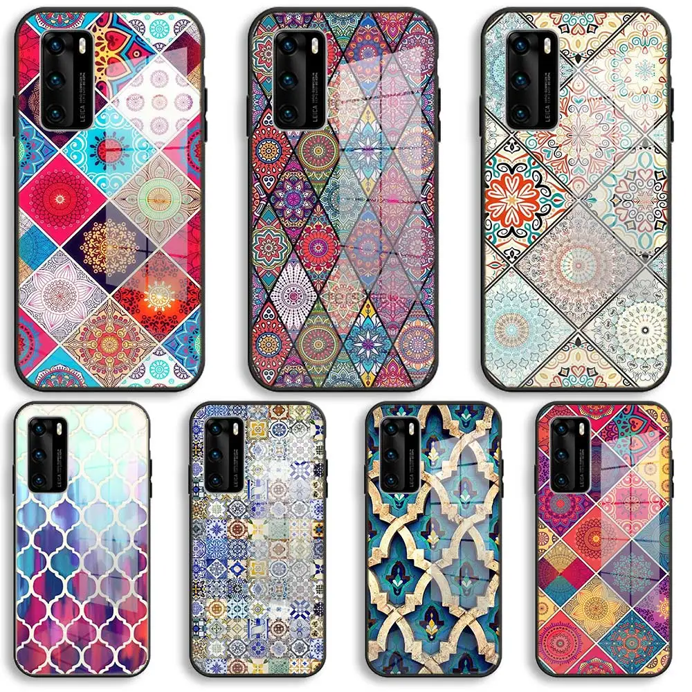 Мягкие стеклянные чехлы с марокканской плиткой для Samsung S20 S11 S10 S9 S8 Plus lite 10e fe