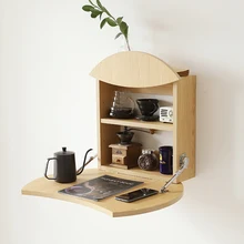 Étagère murale en bois massif, support de Table rond, 2 en 1 pour gagner de l'espace