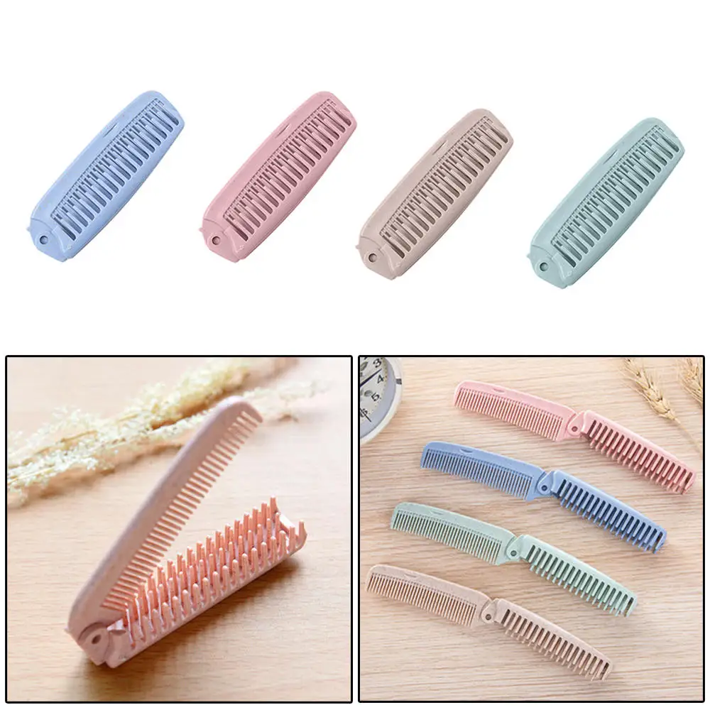 4pcs Portable Folding Hair Brush Hair Comb Anti-static Pocket Comb Travel Care Tool