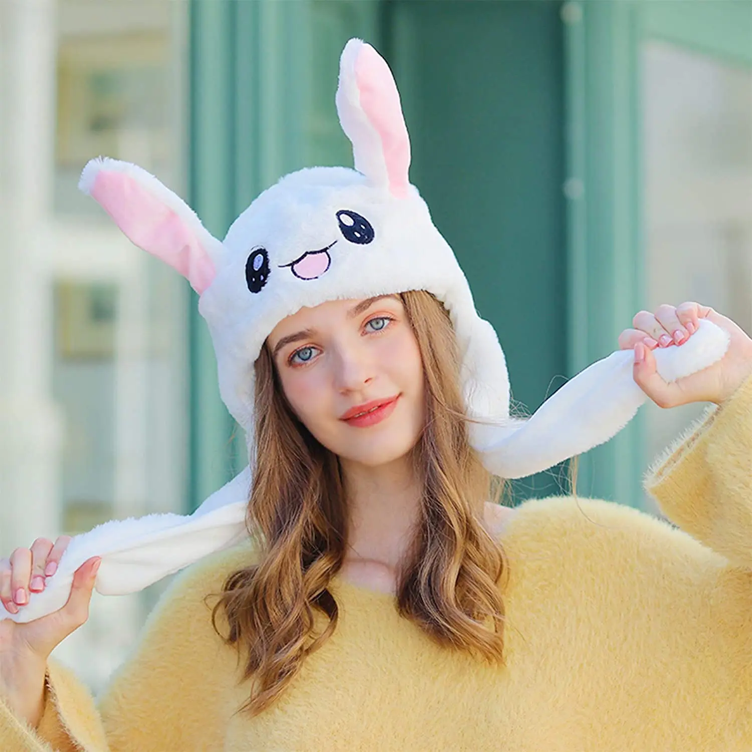 YEKEYI Chapeau De Lapin à LED Avec Oreilles Mobiles