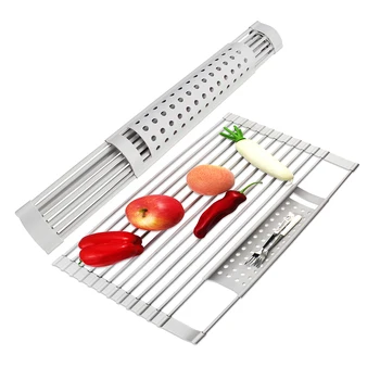 

1PCS Kitchen Drying Rack Roll Up Dish Rack Drain Rack Drying Holder Foldable Drainer Organizer Fruit Vegetable Sink Rack