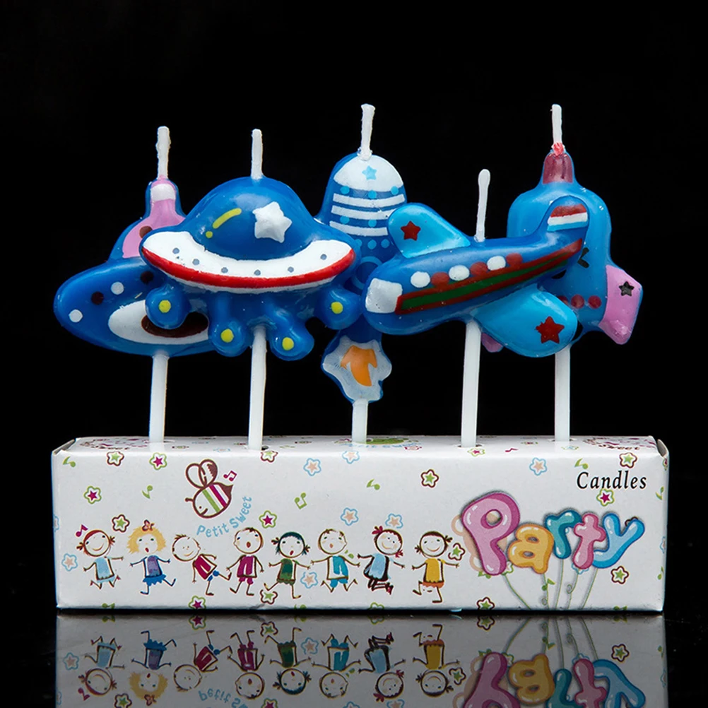 5Pcs Hot Colorful Birthday Cake Candles Lovely Cartoon Birthday Cake Candles Assorted Colored Flames Safe Taper Topper Decor