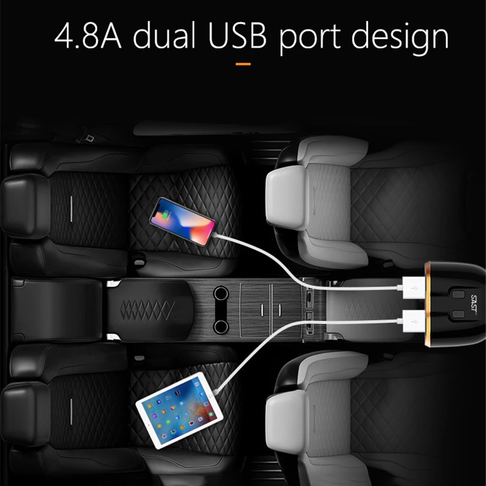 4.8A автомобильное зарядное устройство один два прикуривателя двойной USB