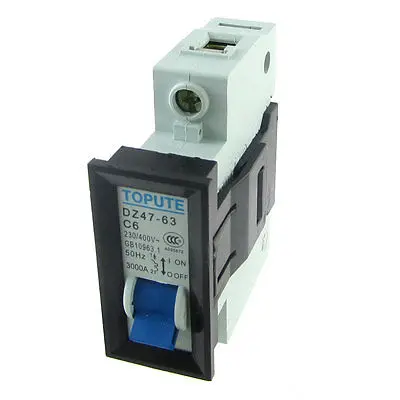 

AC 230V 400V 6A 1P MCB Miniature Circuit Breaker DZ47-63 C6