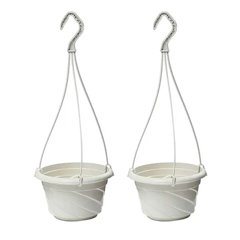 

2pcs Round Resin Chlorophytum Flower Hanging Flowerpot Plant Basket Home Garden Balcony Planters Decoration