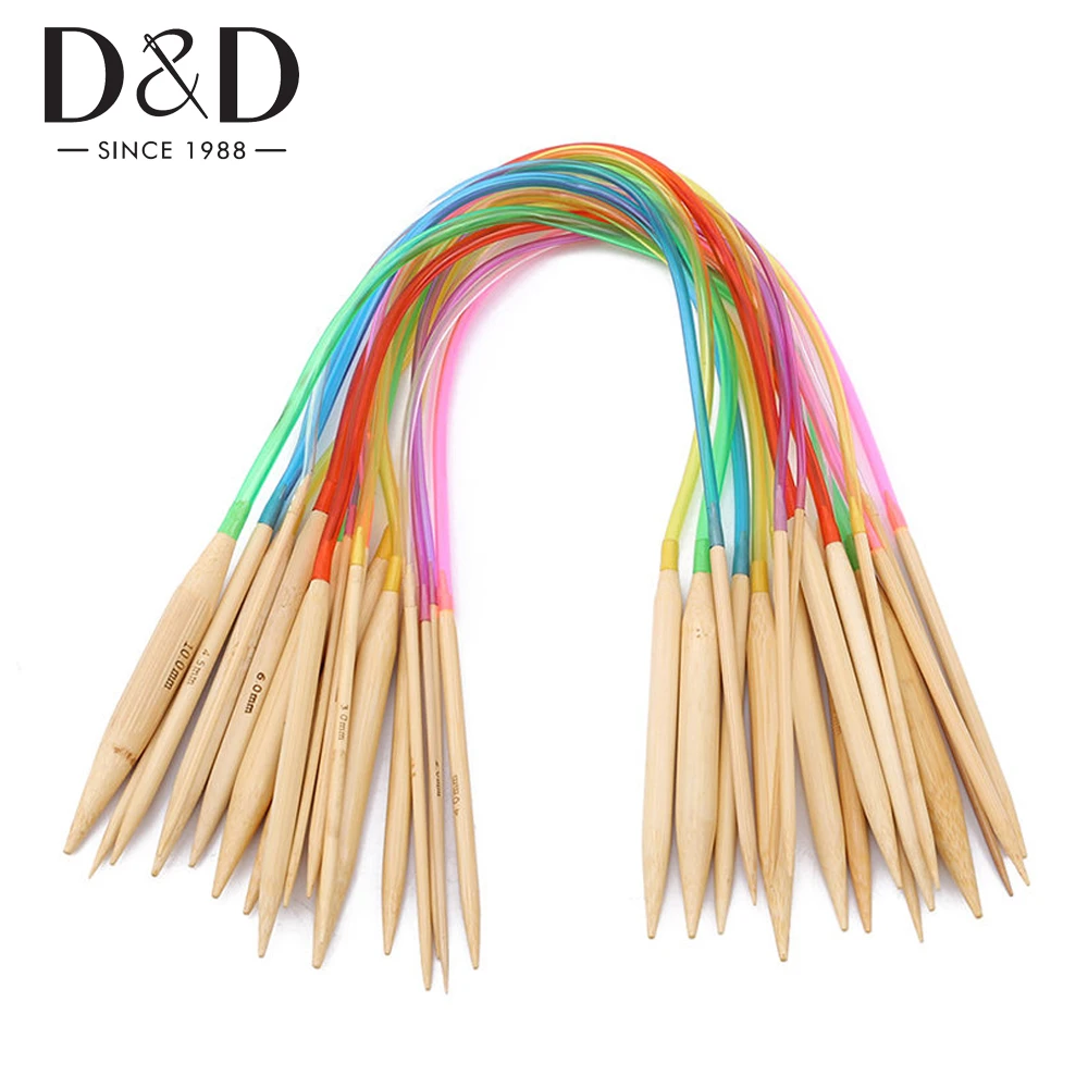 18Pcs Circular Knitting Needles Set with Colorful Plastic Tube DIY Hooks for Weave Sewing 40/60/80cm | Дом и сад