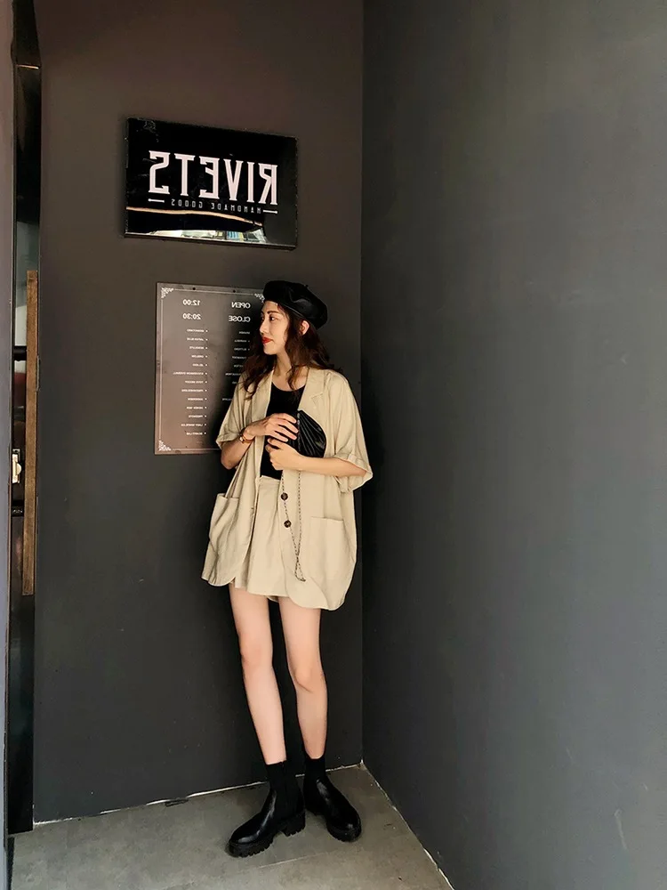 

Eat Soil Also to into Online Celebrity Small Suit Set Casual Coat + Shorts Cotton Linen Two-Piece Set