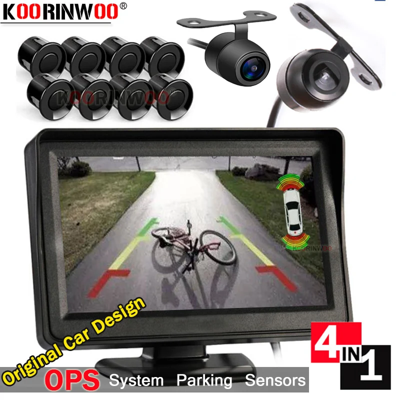 

Koorinwoo For Sony AHD Parktronic With Camera Car alarm Parking sensor 8 Radar detector Rear view Camera LED backlight monitor