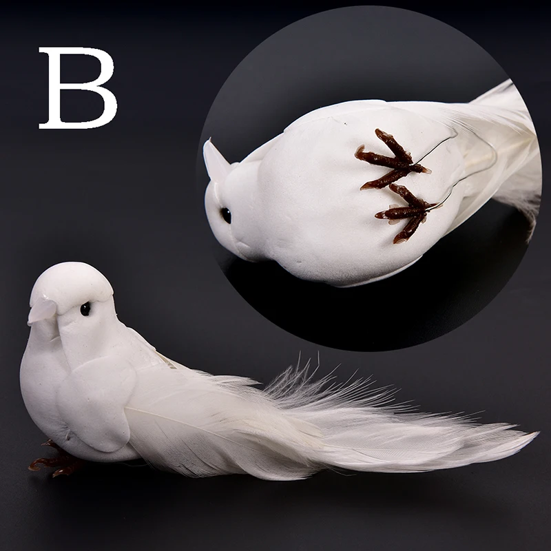 2 PCS Decorative Fake Doves White Artificial Foam Feather Wedding Ornament Home Craft Table Decor Bird Toy Wedding Decor
