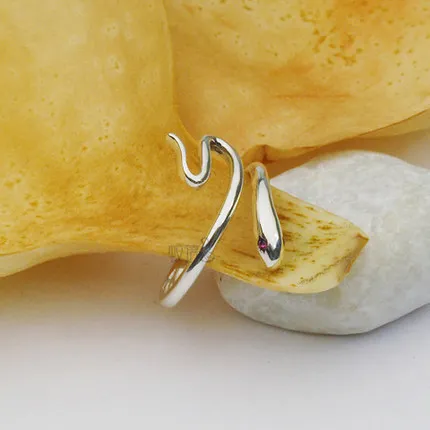 DIEERLAN Bijoux простой стиль 925 пробы серебряные кольца в виде змейки для женщин Подарки большие Регулируемые кольца на палец
