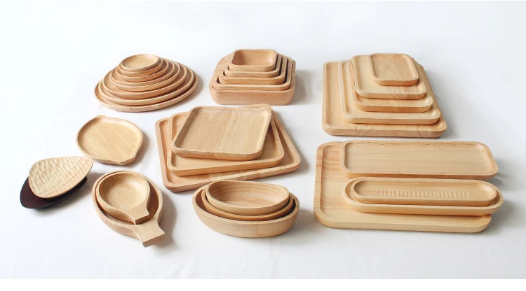 Wooden Round Storage Tray Plate Tea Food Dishe Drink Platter Food Plate Dinner Beef Steak Fruit Snack Tray Home Kitchen Decor