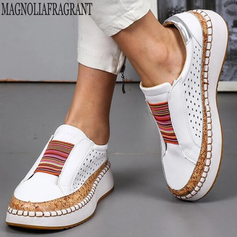

Women Sneakers Shallow Loafers Vulcanized Shoes Breathable Hollow Out Female Casual Flats Ladies Comfortable single sheos y177