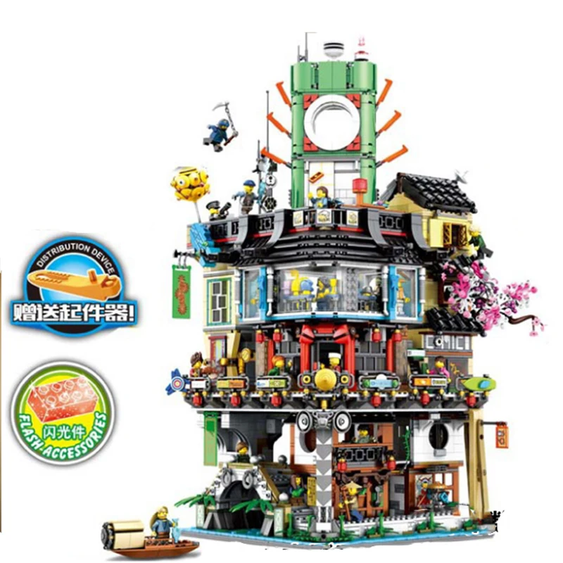 06066 Lepining 70620 Ninjago City Building модель модульного здания мастера Spinjitzu Кирпичи игрушки