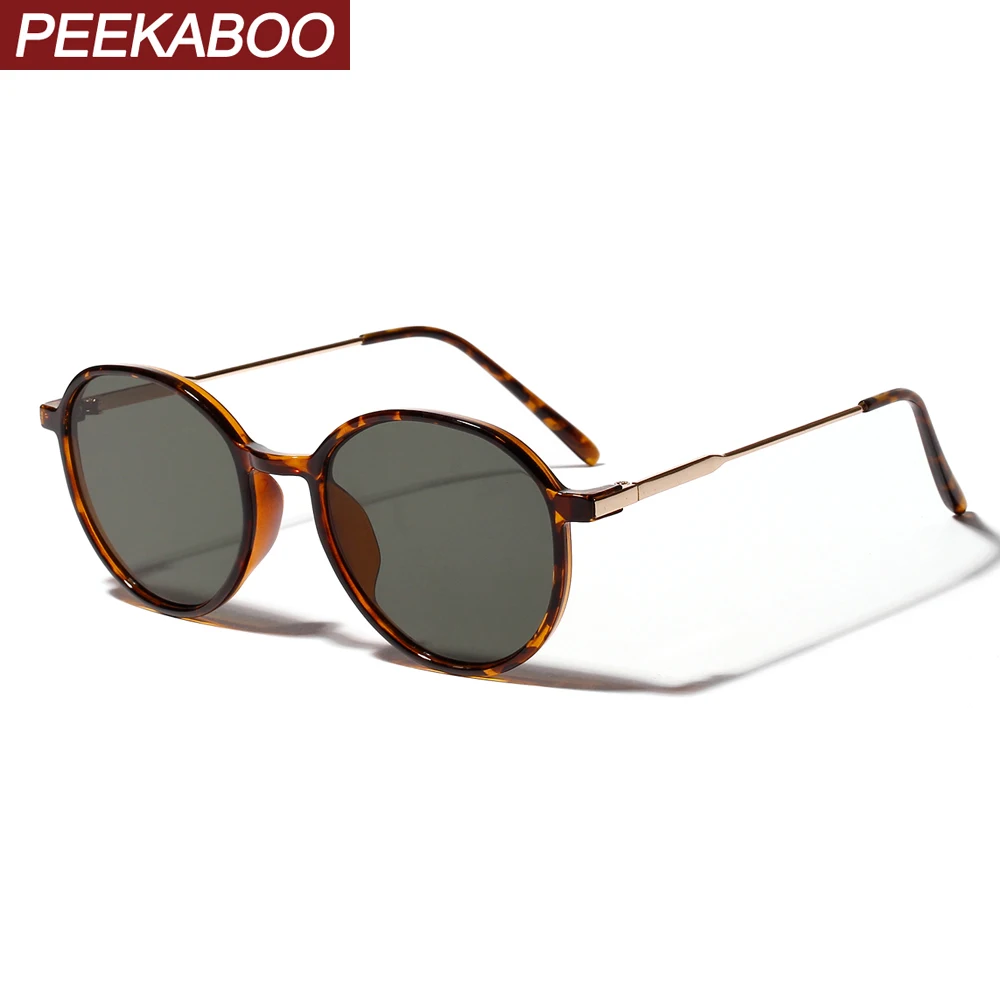 Мужские и женские леопардовые очки Peekaboo зеленые круглые солнцезащитные в стиле