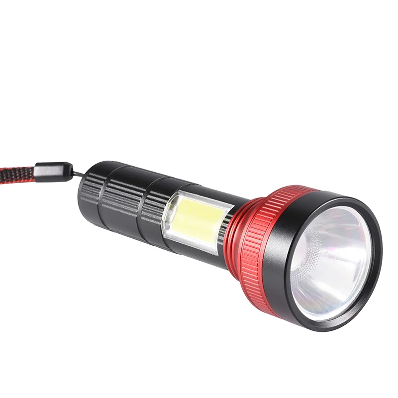 COBA portable led flash light osram torch cob tactical flashlight 3 modes 2000LM waterproof usb rechargeable built-in battery