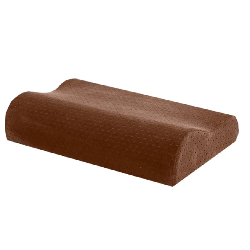 1PC Orthopedic Sleeping Pillow Bed Velvet Fabric Memory Foam Protect Cervical Relieve Neck Pain for Adult Child Bedding Pillow - Цвет: mocha