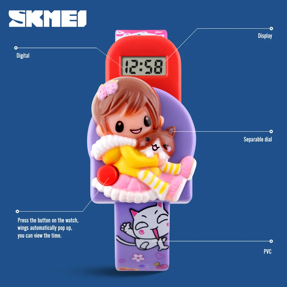 Эксклюзивный бренд SKMEI модные повседневные спортивные детские часы цифровые милые Креативные наручные часы студенческие Мультяшные часы для девочек Relojes
