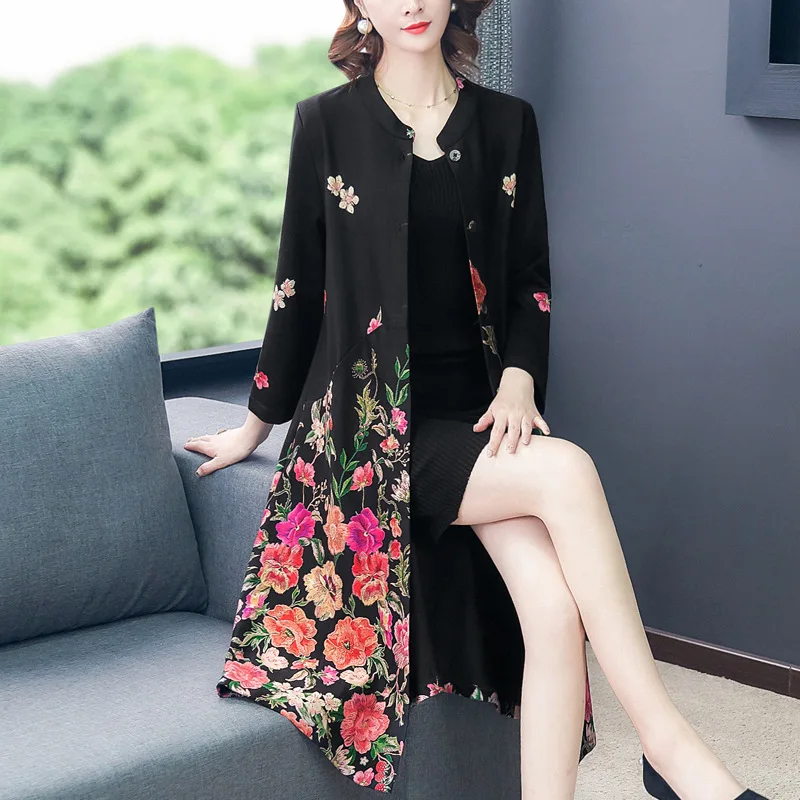 

Europe And America Coat Women's over-the-Knee Kuotaitai Western Style Overcoat Middle-aged Spring And Autumn Elegant Lady Trench