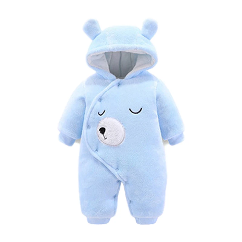 

Winter New Baby Girl Clothes Newborn Thick Warm Hooded Jumpsuit Cute Cartoon Pattern Baby Rompers Toddler Windproof Outwear