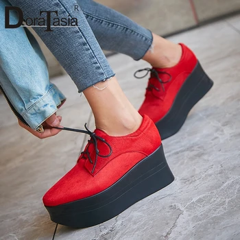 

DORATASIA New Girls Fashion Horsehair Sneakers Flat Platform Women 2019 Autumn Spring Ladies High Platform Shoes Woman Flats