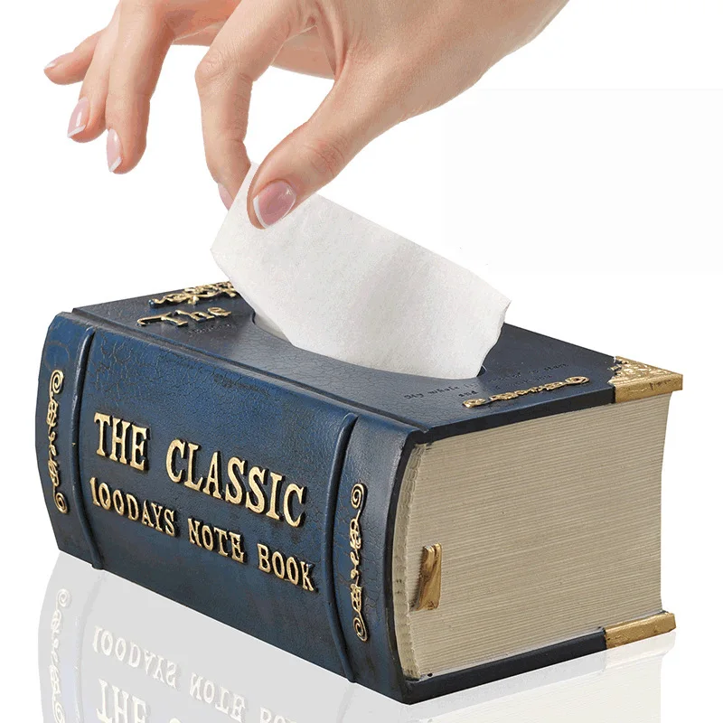

Multi Color Advertisement Gift Business Affairs Resin Box Can System Book Shape Take Carton Car Serviette Papier Tissue Canister