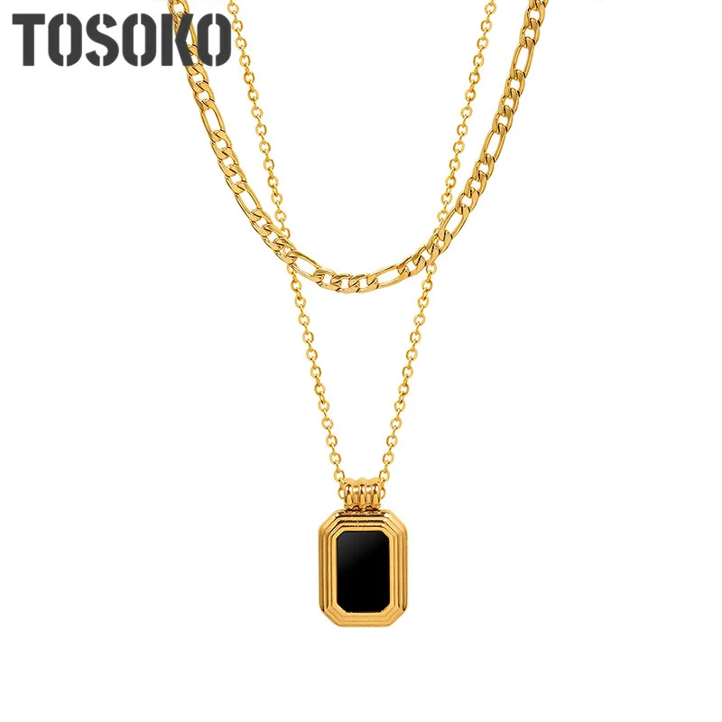 

SODROV ювелирные изделия из нержавеющей стали черный корпус акриловое Двухслойное ожерелье Женская мода цепь до ключиц BSP1015