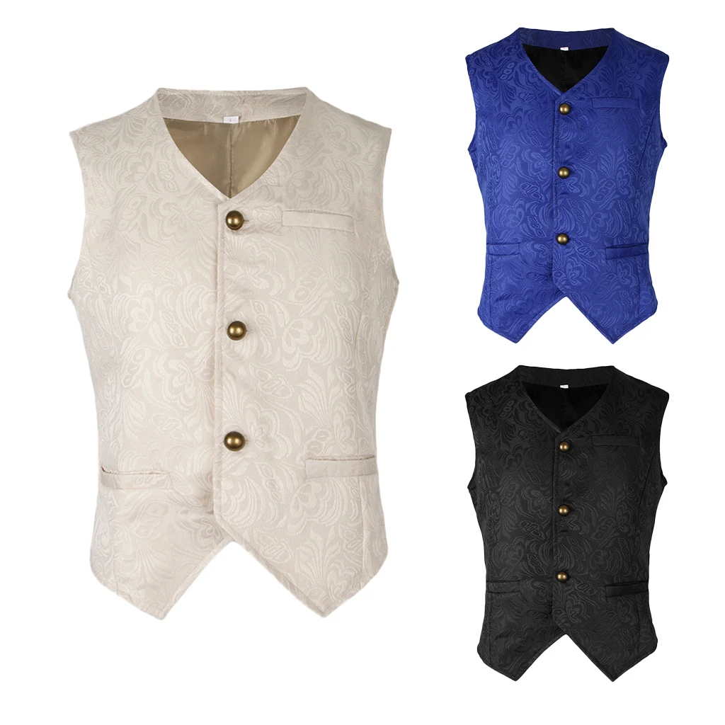 Men's Vintage Medieval Jacquard Waistcoat Gothic Steampunk Gentleman Vest
