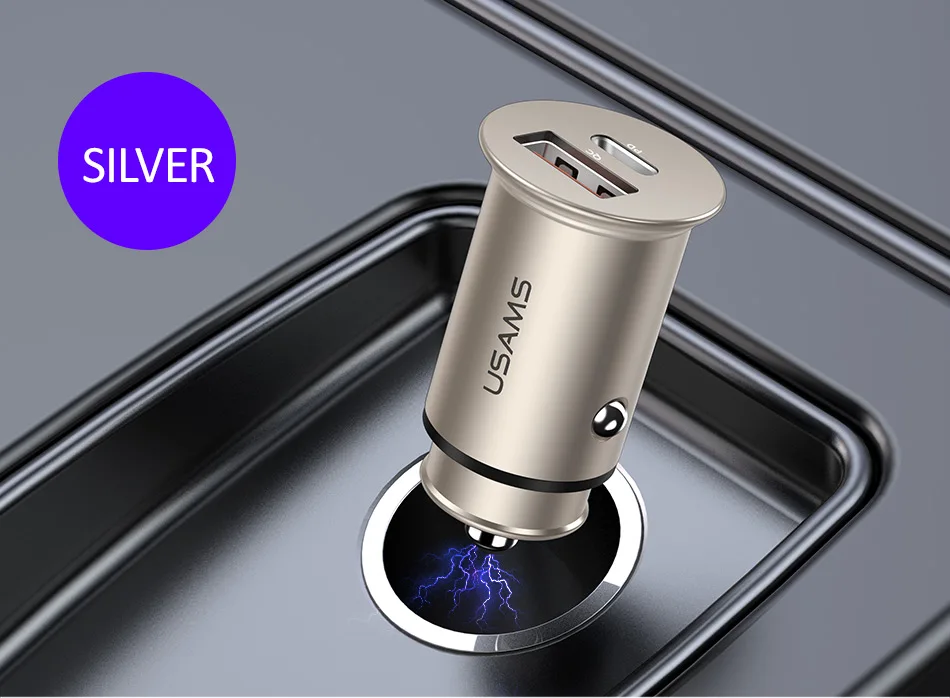 USAMS 5A металлическое USB Автомобильное зарядное устройство QC4.0 Быстрая зарядка для iPhone Xiaomi samsung huawei Tablet PD Быстрая зарядка для мобильных телефонов в автомобиле