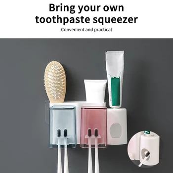 

Transparent Toothpaste Wall Mounted With Brush Cup Rack Bathroom Shelf Holder Bathroom Storage Bathroom Tools Set Couples