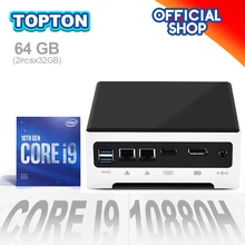 TOPTON Cheapest i7 i9 Mini PC Intel Core i9 10880H 9880H Windows 10 Pro Barebone Desktop Computer 2*DDR4 4K HTPC minipc 2 Nics