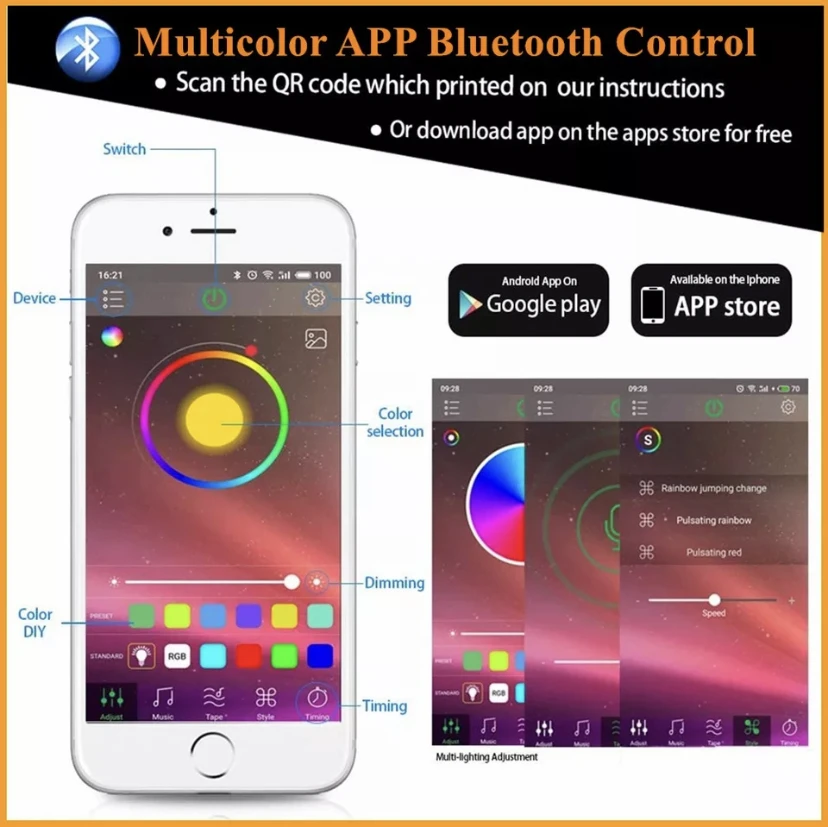 2PCS H11/H8/ 9005/9006/H10/H16/5202 RGB LED Fog Light Bulb