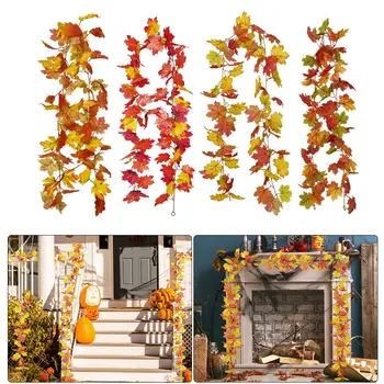 

Artificial Maple Leaf Vine Garland Decorative Fake Foliage String Autumn Leaves Decor For Christmas Thanksgiving Halloween