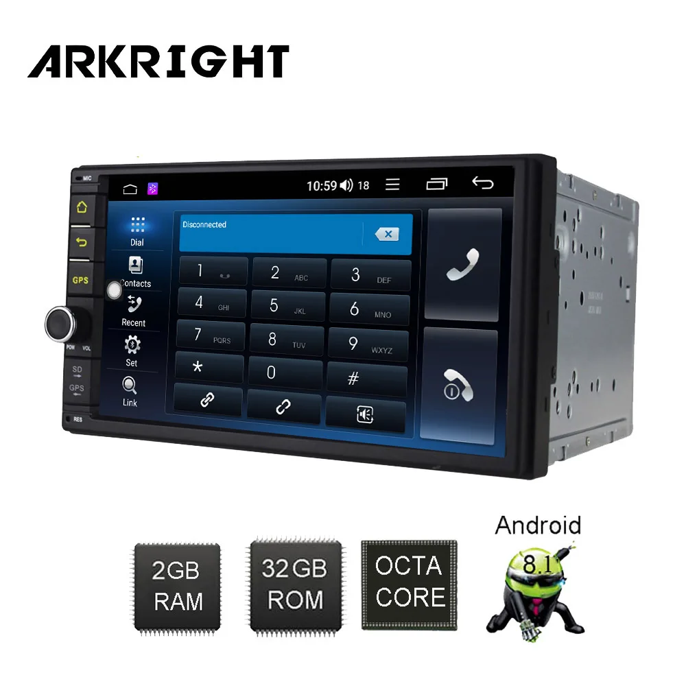 Автомобильный радиоприемник ARKRIGHT 7 дюймов 2 Din 32 ГБ Android 8 1 Авторадио Wi Fi HD GPS