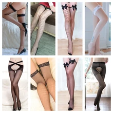 

Japanese Cute Girl Sexy Lace Net Stockings Fun Fishing Net Stockings Open File Long Tube Thigh Stockings Female Women's Panties